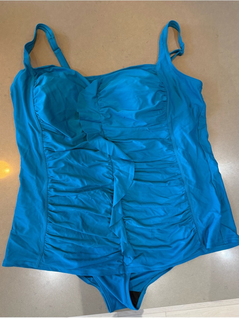 Addition Elle Turquoise Ruched One-Piece Swimsuit